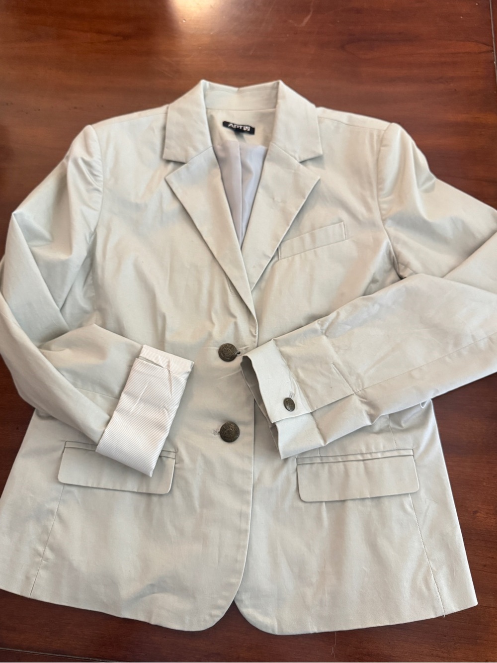 APT 9 Womens Cotton Blazer Jacket Size 6 Light Sage Khaki Neutral Career Jacket